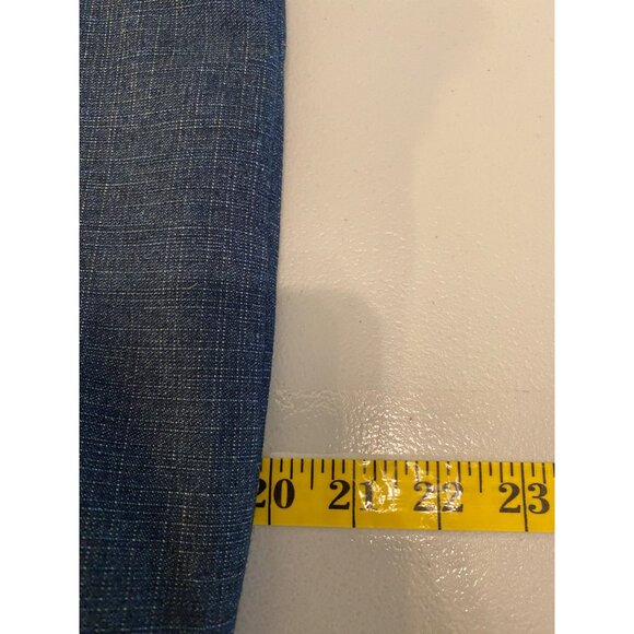 Denim Tote Bag Embroidered Gold Design Green Lining Large - Picture 5 of 7